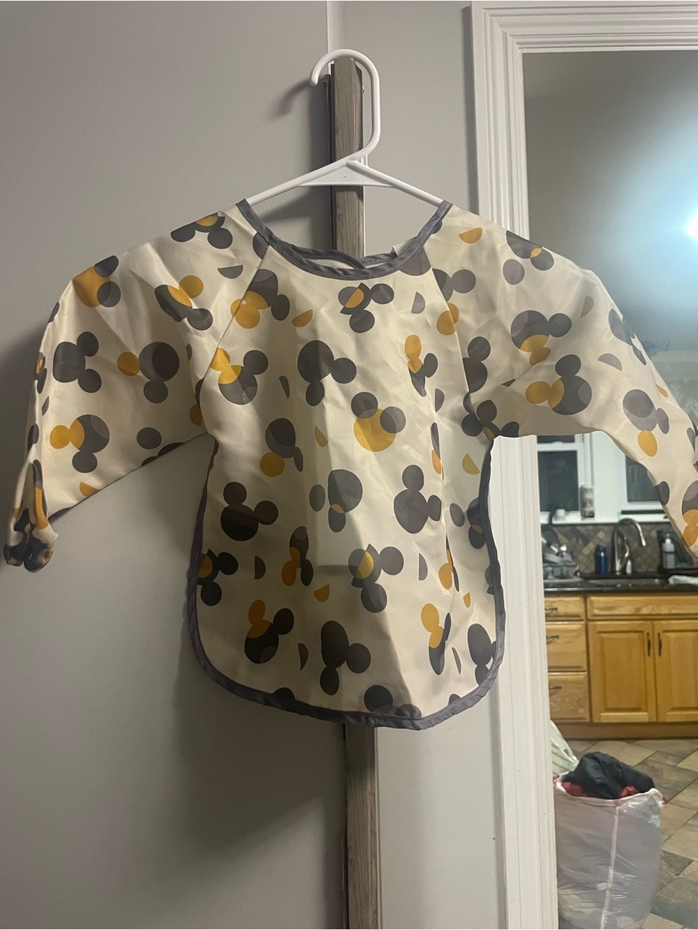 Disney Long-Sleeve Baby Bib in Cream, Gray, Mustard Yellow
